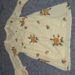 Fig and Flower Women's Embroidered Floral Print Dress Ivory Size Petite L